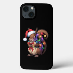 Funda Para iPhone 13 Navidades de ardilla iluminan familia Fiesta de Na