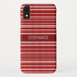 Funda Para iPhone XR Navidades de banda blanca roja de suéter personali