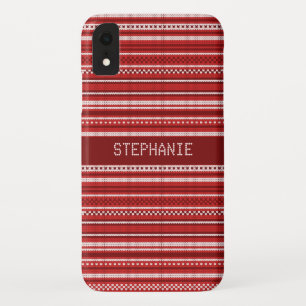 Funda Para iPhone XR Navidades de banda blanca roja de suéter personali
