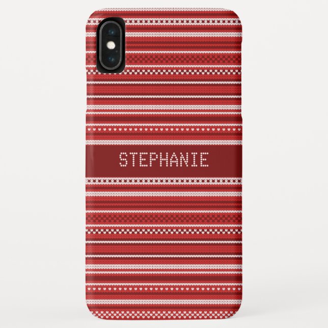 Funda De Case-Mate Para iPhone Navidades de banda blanca roja de suéter personali (Reverso)
