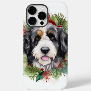 Funda Para iPhone 14 Pro Max De Case-Mate Navidades de Bernedoodle Wreath Pup festivo