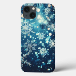 Funda Para iPhone 13 Navidades de Blue Snowflakes