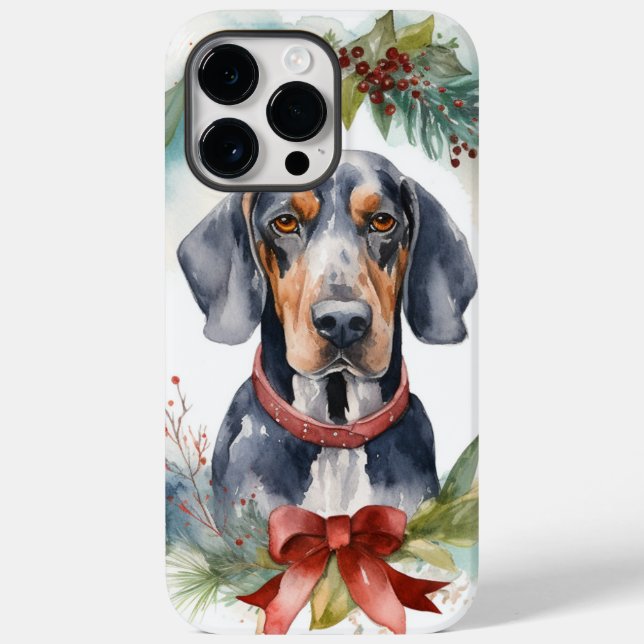Funda De Case-Mate Para iPhone Navidades de Bluetick Coonhound Wreath Festix Pup (Reverso )