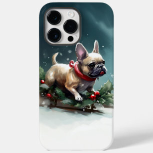 Funda Para iPhone 14 Pro Max De Case-Mate Navidades de Bulldog franceses nevan el invierno