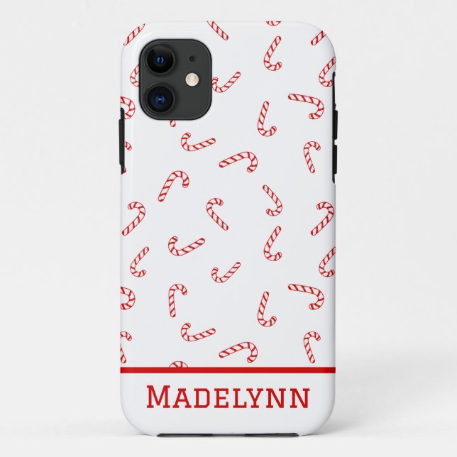 Funda De Case-Mate Para iPhone Navidades de Candy Cane personalizados (Reverso)