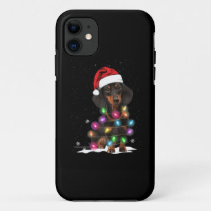 Funda Para iPhone 11 Navidades De Dachshund Iluminan Con Nieve