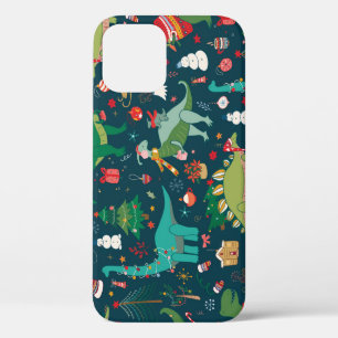 Funda Para iPhone 12 Navidades de dinosaurios: Feliz Año Nuevo