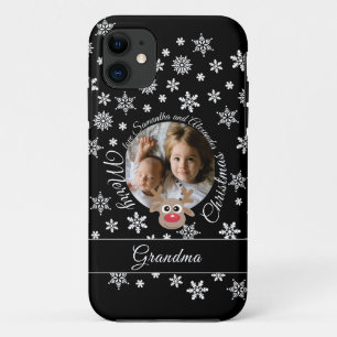 Funda Para iPhone 11 Navidades de foto: Black Cute Reindeer White Scrip