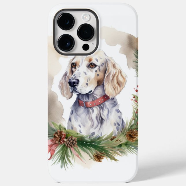Funda De Case-Mate Para iPhone Navidades de Inglaterra Wreath Festive Pup (Reverso )