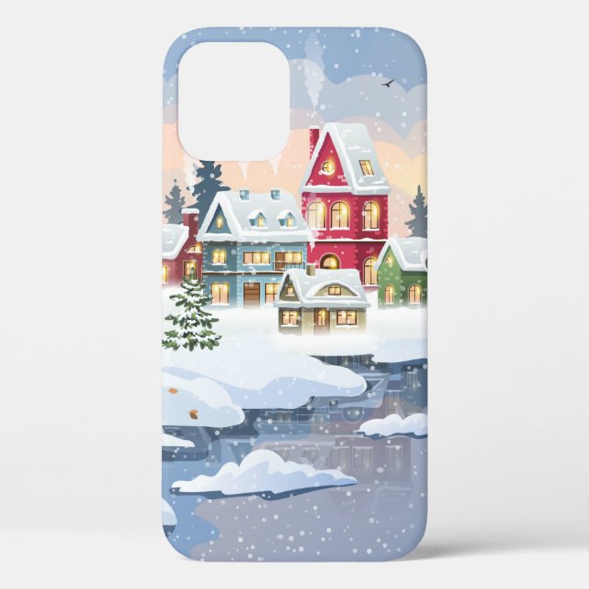Funda De Case-Mate Para iPhone Navidades de invierno con casa cubierta de nieve (Reverso )