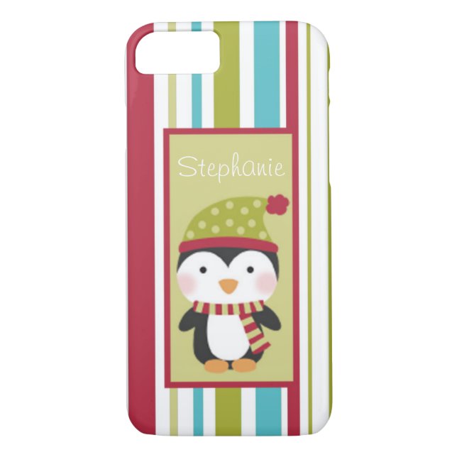 Funda De Case-Mate Para iPhone Navidades de invierno pingüinos muy poco personali (Reverso)