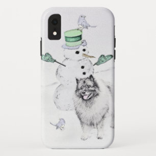 Funda Para iPhone XR Navidades de Keeshond Snowman pinta arte de perro