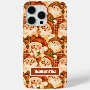 Funda Para iPhone 15 Pro Max Navidades de la fábrica Brown Vintage Santa Claus