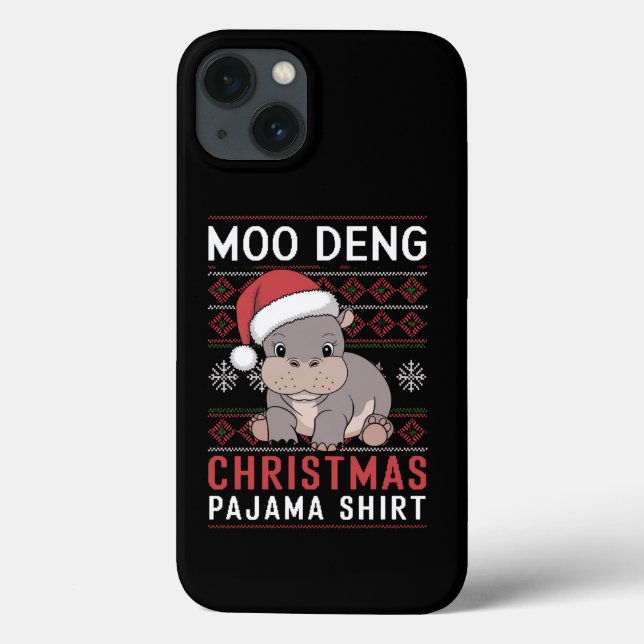 Funda De Case-Mate Para iPhone Navidades de Moo Deng Familia Pajama (Reverso)
