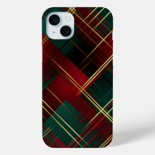 FUNDA PARA iPhone 15 MINI NAVIDADES DE ORO VERDE ROJO BRILLANTE TOMAN PATRÓN