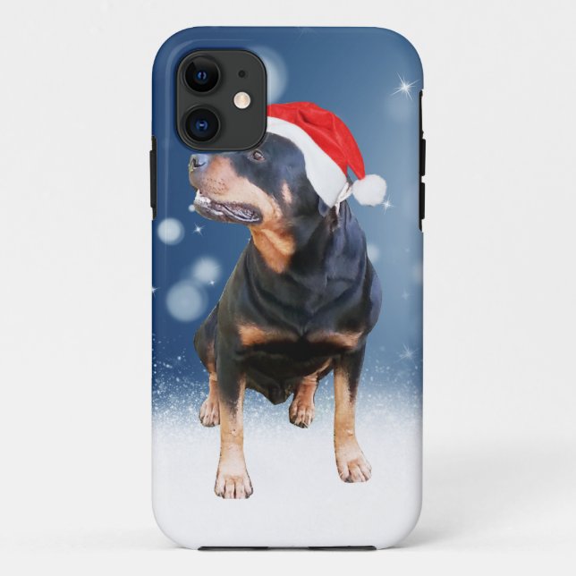 Funda De Case-Mate Para iPhone Navidades de perro de Cute Rottweiler (Reverso)