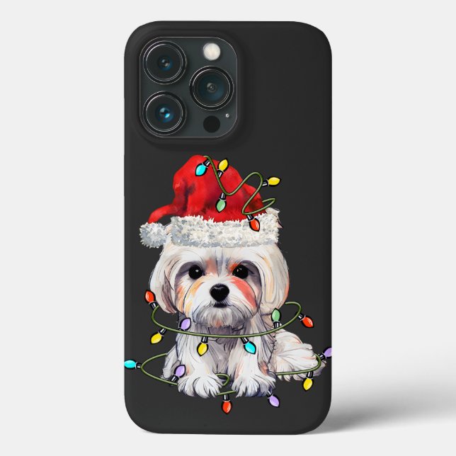 Funda De Case-Mate Para iPhone Navidades de perros malteses, Navidad Perro maltés (Reverso )