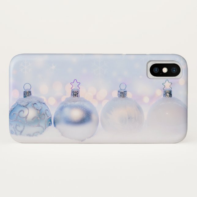 Funda De Case-Mate Para iPhone Navidades de plata festividad golpean la nieve (Reverso (horizontal))