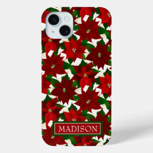 Funda Para iPhone 15 Mini Navidades de Poinsettia Roja