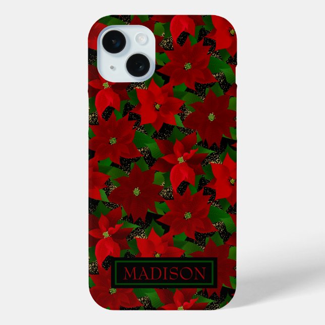Funda De Case-Mate Para iPhone Navidades de Poinsettias Rojas (Reverso )