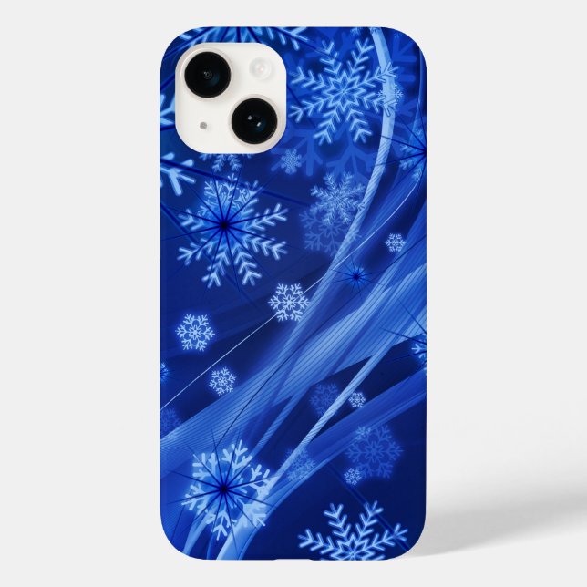 Funda De Case-Mate Para iPhone Navidades del Blue Winter Snowflakes (Reverso )