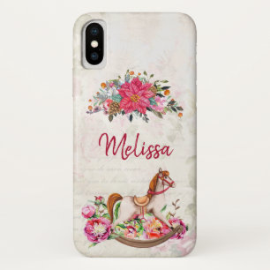 Funda Para iPhone X Navidades del caballo rocoso victoriano y de la Po