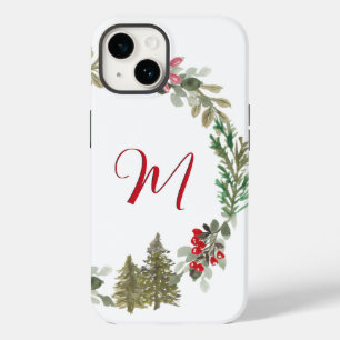 Funda Para iPhone 14 De Case-Mate Navidades del Monograma Verde Rojo Floral