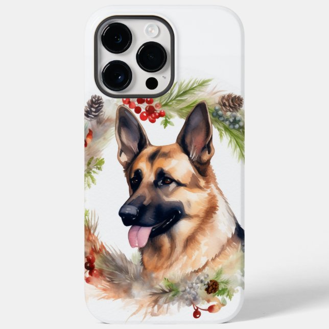 Funda De Case-Mate Para iPhone Navidades del Pastor Alemán Wreath Festive Pup (Reverso )