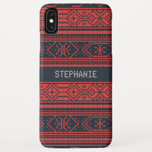 Funda Para iPhone XS Max Navidades del patrón negro rojo suéter personaliza