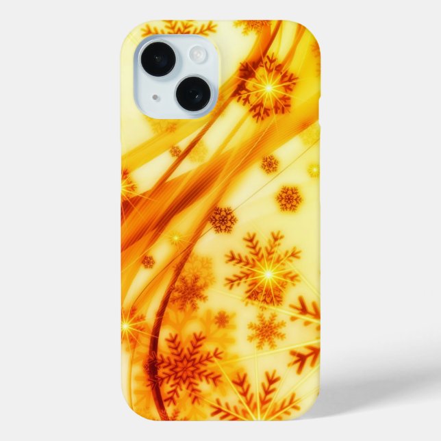 Funda De Case-Mate Para iPhone Navidades dorados copos de nieve (Reverso )