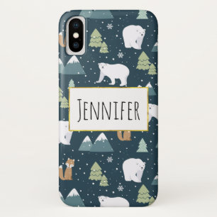 Funda Para iPhone X Navidades educados Animales de Invierno Patrón Rús