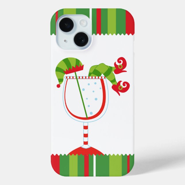 Funda De Case-Mate Para iPhone Navidades Elf Cocktail (Reverso )