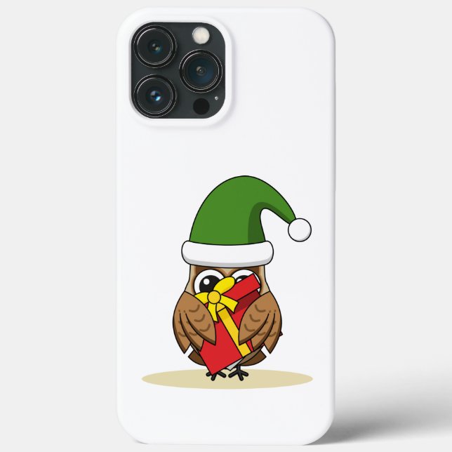Funda De Case-Mate Para iPhone Navidades Elf Owl con presente (Reverso )
