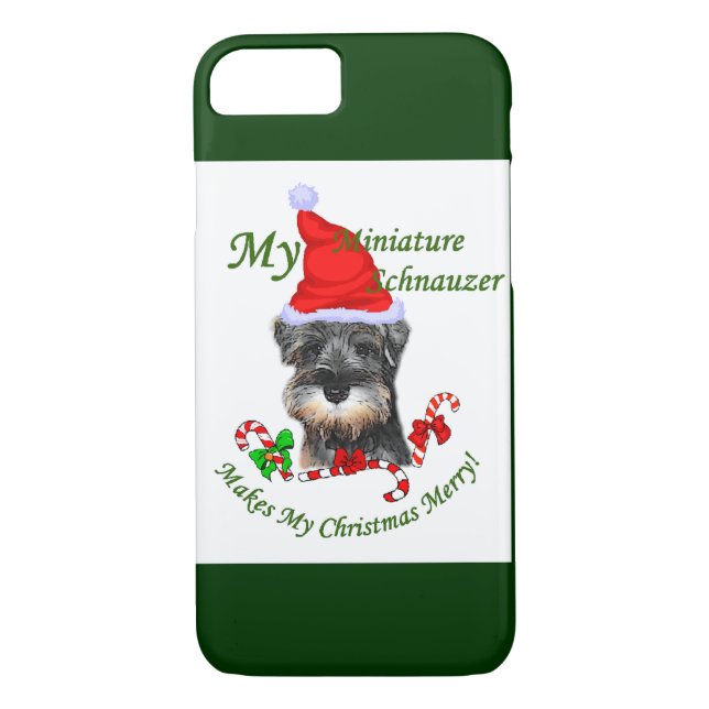 Funda De Case-Mate Para iPhone navidades en miniatura de Schnauzer (Reverso)