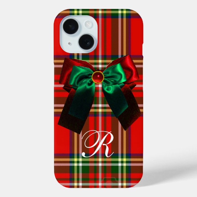 Funda De Case-Mate Para iPhone Navidades ESCOTISTAS TARTAN Y VERDE ROJA FIESTA (Reverso )