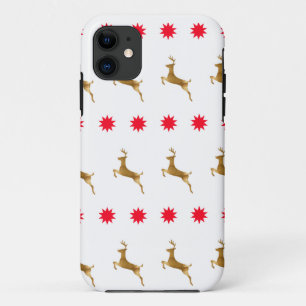Funda Para iPhone 11 Navidades Estrellas de reno rojo oro