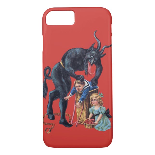 Funda De Case-Mate Para iPhone navidades feos krampus rojo antiguo (Reverso)