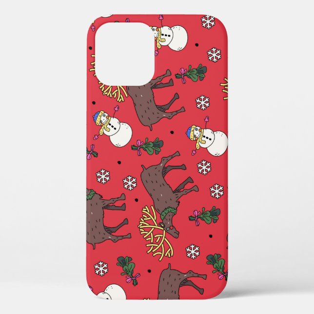 Funda De Case-Mate Para iPhone Navidades festivos ciervos: Patrón Snowman (Reverso )