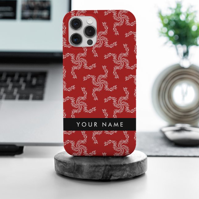 Funda De Case-Mate Para iPhone Navidades Garland, Red, Tu nombre, Personalizar (Subido por el creador)