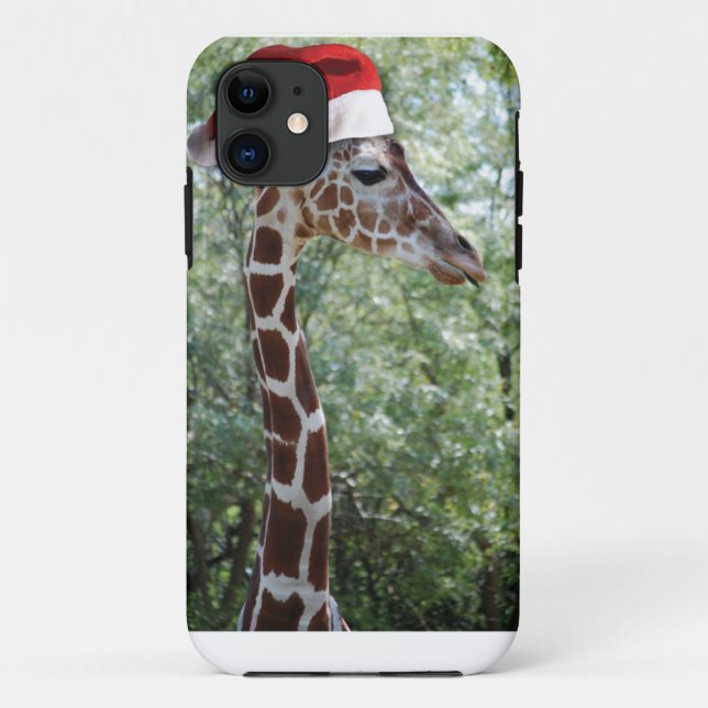 Funda De Case-Mate Para iPhone Navidades Giraffe Con Santa Hat (Reverso)