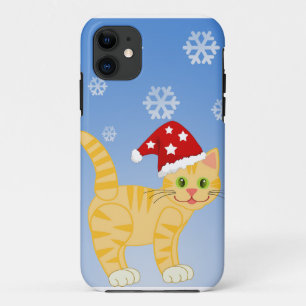 Funda Para iPhone 11 Navidades graciosos Copos de nieve amarillos gatos