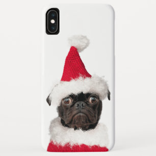 Funda Para iPhone XS Max Navidades graciosos y morenos Black Pug Puppy Sant