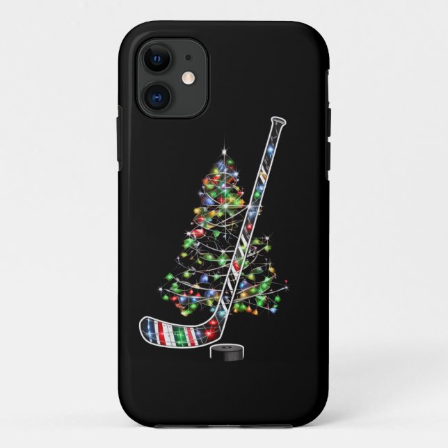 Funda De Case-Mate Para iPhone Navidades Hockey Sports Ball Santa Hat Xmas (Reverso)
