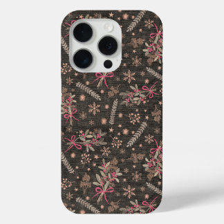 Funda Para iPhone 15 Pro Navidades holly bouquet - negro