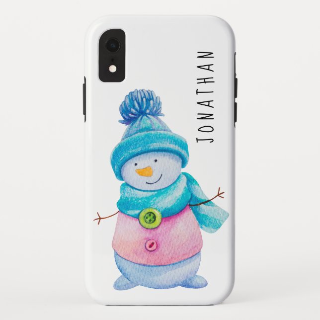 Funda De Case-Mate Para iPhone Navidades inteligentes Ilustracion de Snowman pers (Reverso)