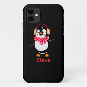 Funda Para iPhone 11 Navidades Jolly Penguin en una bufanda con bocanad