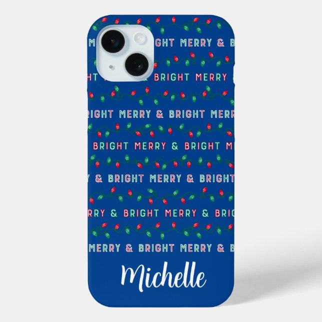 Funda De Case-Mate Para iPhone Navidades Luces Azules (Reverso )
