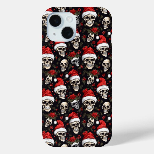 Funda De Case-Mate Para iPhone Navidades oscuros hacen brotar Santa Pattern festi (Reverso )