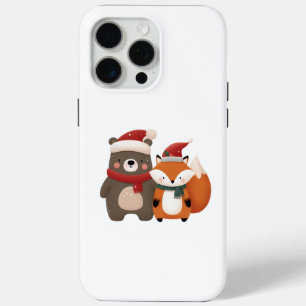 Funda Para iPhone 15 Pro Max Navidades/Oso blanco invernal y Fox