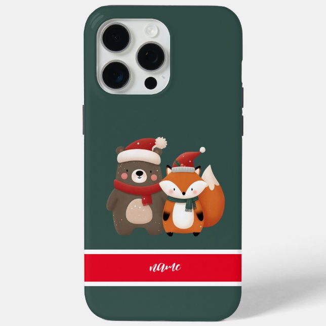 Funda De Case-Mate Para iPhone Navidades/Oso blanco invernal y Fox (Reverso )